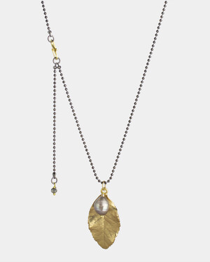 Golden Leaf with Blue Pearl